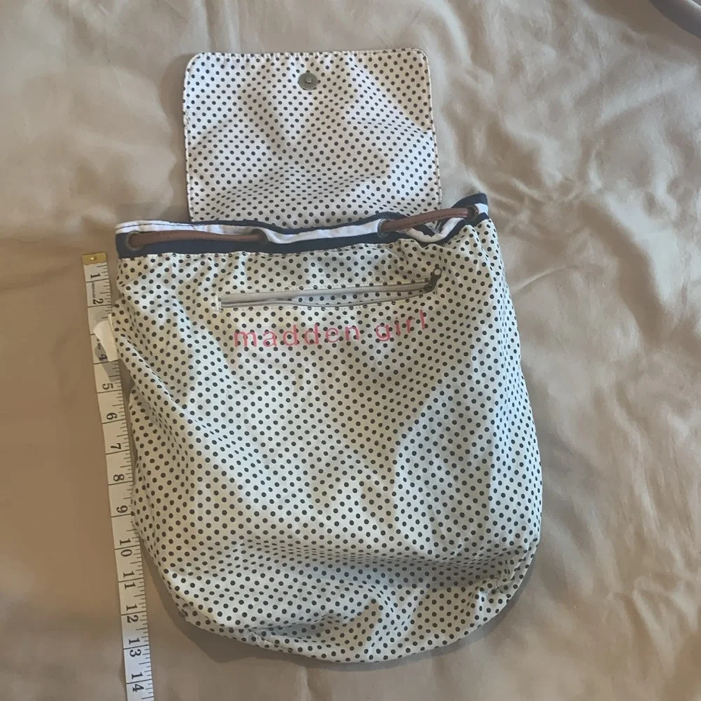 NWOT - Madden Girl Brown and Navy Striped Backpack